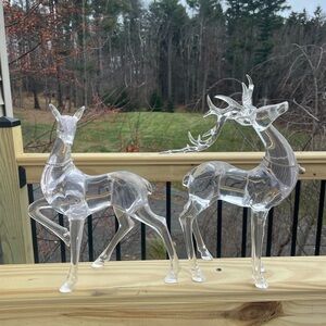 Elegant Clear Glass Reindeer Set